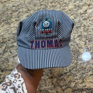 Vintage Thomas & Friends Kids Engineer Hat Hickory Stripe Conductor Blue White v